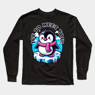 Frosty Welcome: Penguin's Greeting Long Sleeve T-Shirt